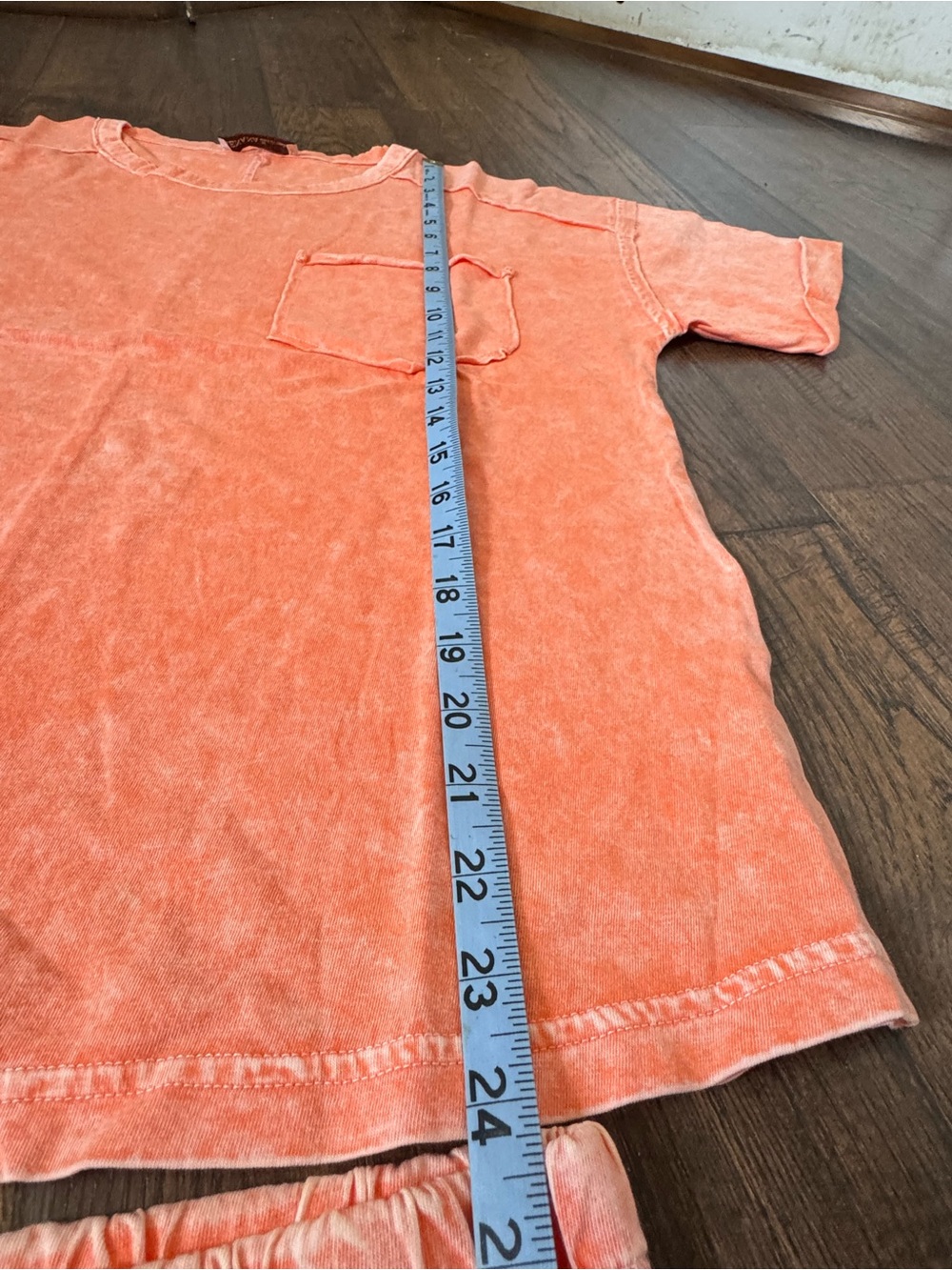 Zenana Outfitters Orange mineral wash Short Sleeve Top & Shorts Set - Picture 4 of 7